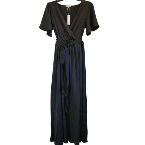Baltic Born Black Sicily Satin Maxi Dress - Picture 2 of 8